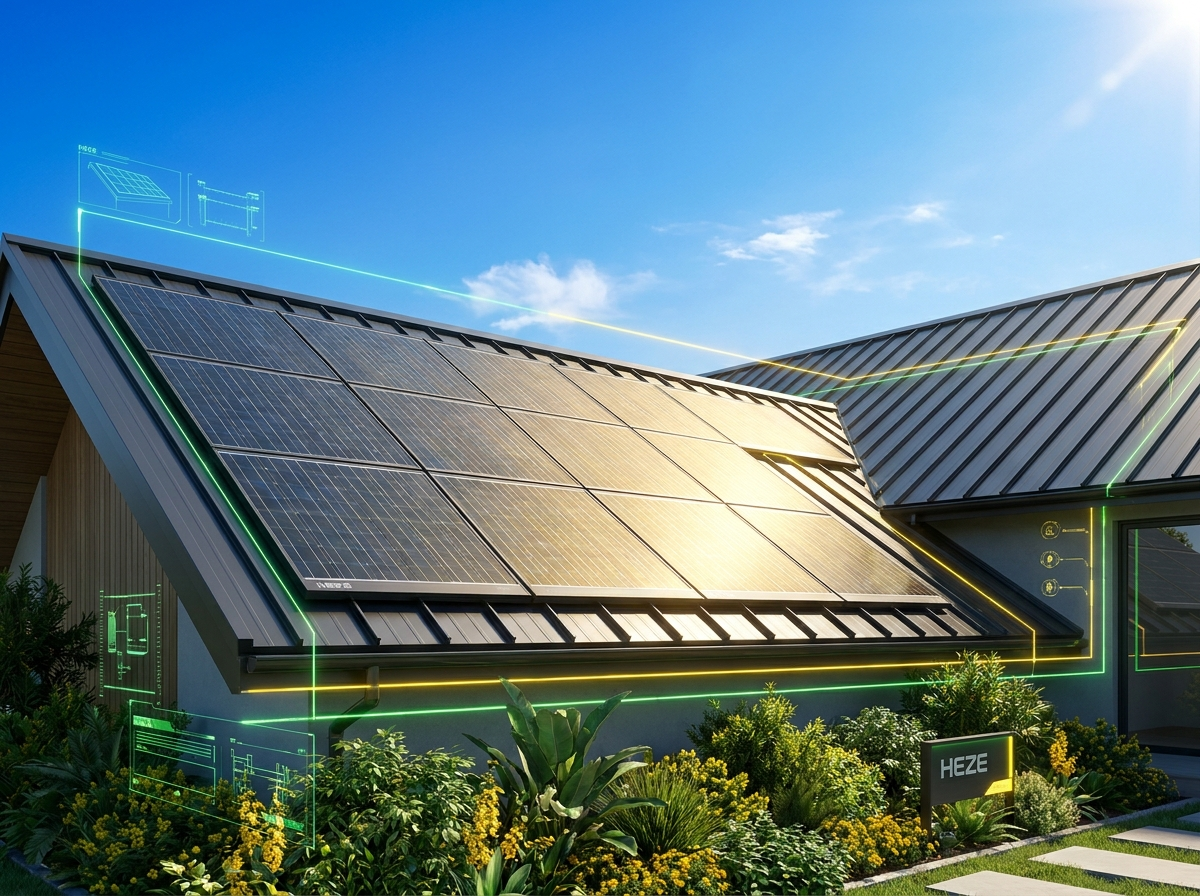 Modernes Haus mit Photovoltaikanlage auf dem Dach